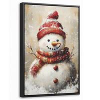 LEINWAND Bilder mit Rahmen - Schneemann - Winter - Schnee - Beige - 20x30 - Weiß, Textil (20/30cm) - MuchoWow