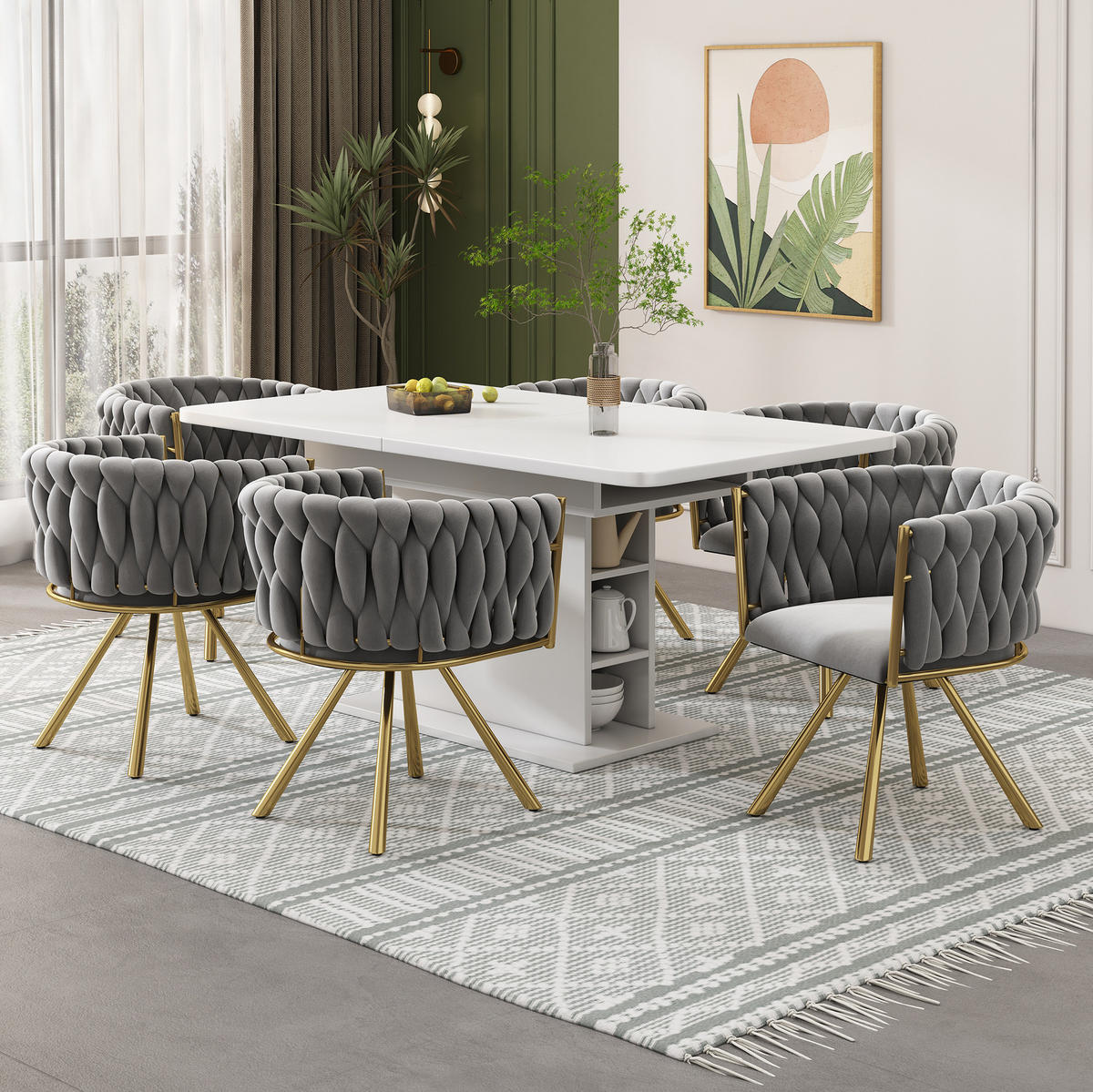 ESSZIMMERSTUHL 2er-Set 360° drehbar Samt Grau/Gold - Grau, Metall (54/72/59cm) - Meubliv