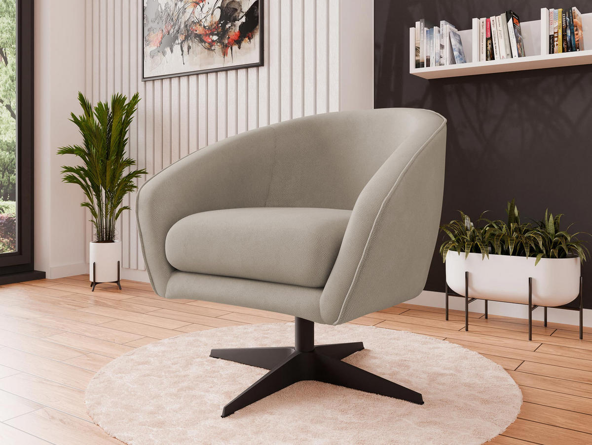 SESSEL Roma BX - Schwarz/Naturfarben, Holz/Textil (80/75/80cm) - MIRJAN24