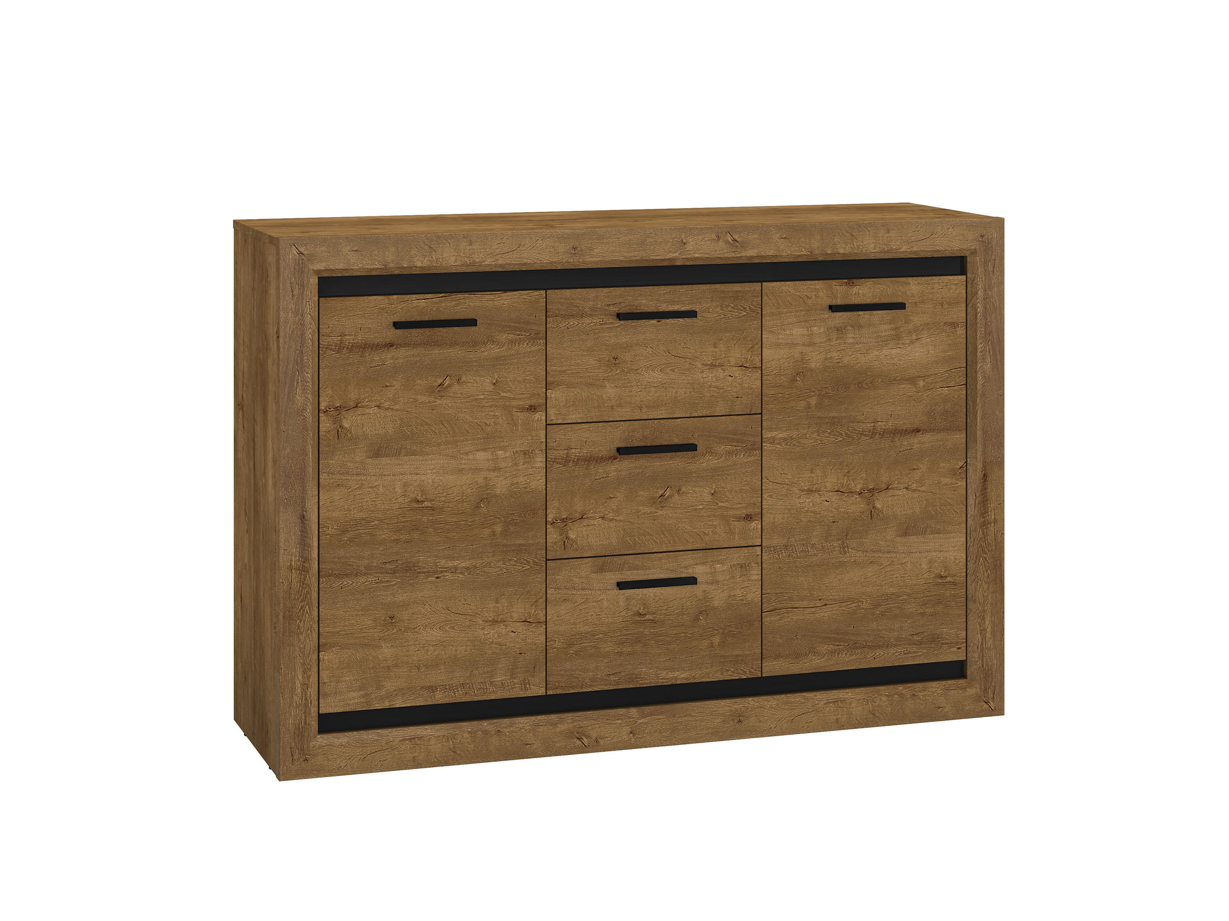 SIDEBOARD Baltica Lefkas Eiche / schwarz 138 / 43 / 94cm - Eichefarben/Braun, Holz/Holzwerkstoff (138/94/43cm) - Feldmann-Wohnen
