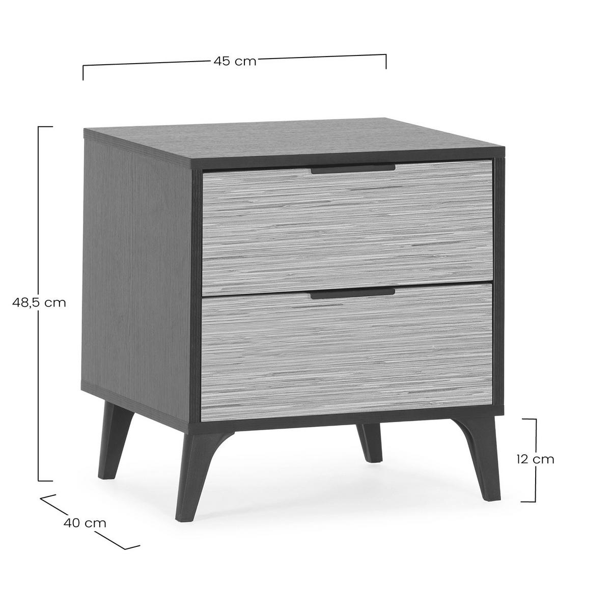 NACHTTISCH Denis, Schwarz/Holz - Schwarz, Holzwerkstoff/Kunststoff (45/48/40cm) - VS Venta-stock