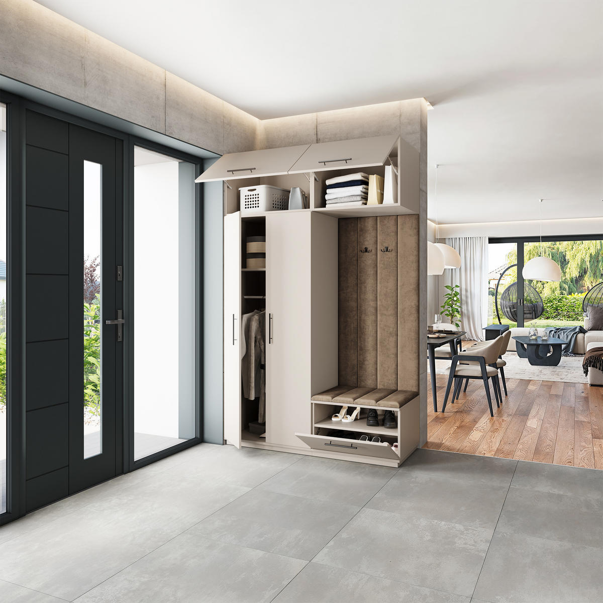 GARDEROBENSCHRANK REMA 150/240/60 cm Modern Garderobe-Set Kaschmir - Kaschmir/Beige, Holzwerkstoff (150/240/60cm) - MASSENO