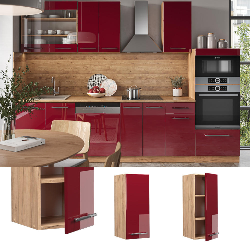 HÄNGESCHRANK Fame-Line Bordeaux Hochglanz 30 cm - Honigeiche/Bordeaux, Holzwerkstoff (30/72/34.1cm) - Vicco