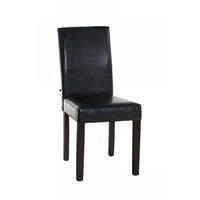 STUHL Lederlook braun - Dunkelbraun/Braun, Holz/Textil (41/91/47cm) - CLP
