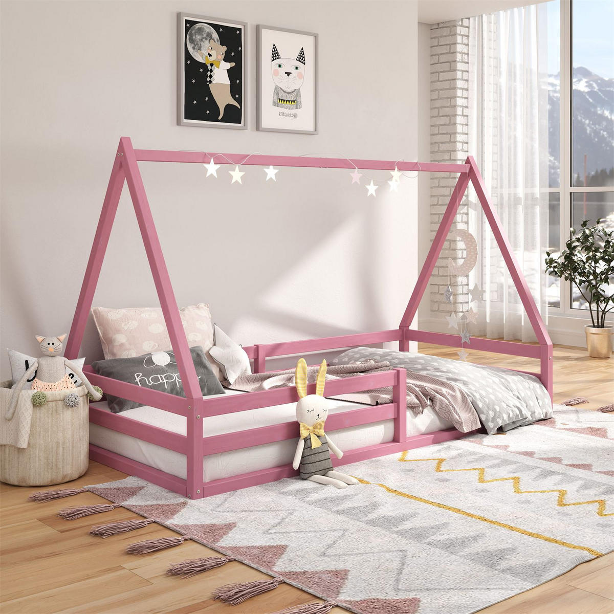 HAUSBETT SILA 90X200 CM - Rosa, Holz (96/152/206cm) - IDIMEX