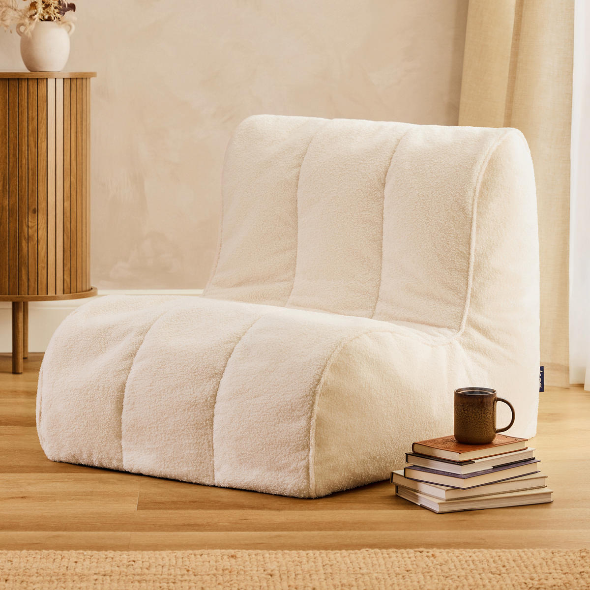 SITZSACK aus Boucle Swoop - Creme, Textil (82/74/92cm) - icon