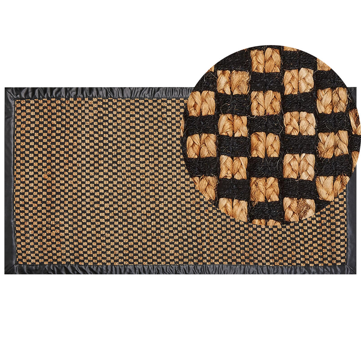 KURZFLOR-TEPPICH Schwarz 80/150 cm Gerce - Beige/Schwarz, Naturmaterialien (80/150cm) - Beliani