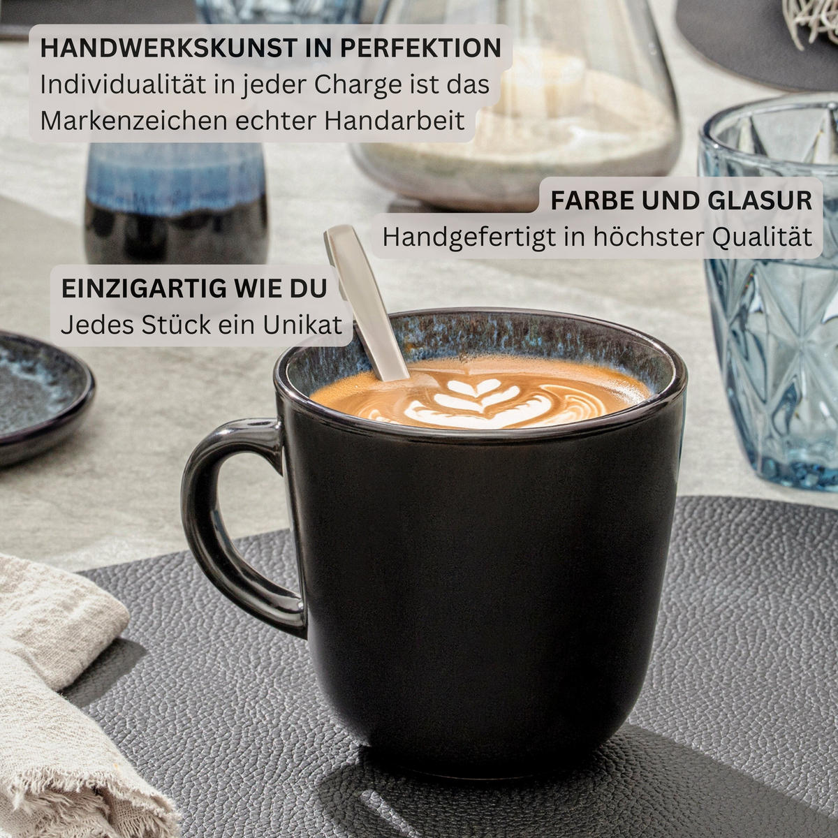 KAFFEEBECHER SET LUXOR - 6 teilig aus Steingut - Braun, Stein (0.36L) - Sänger