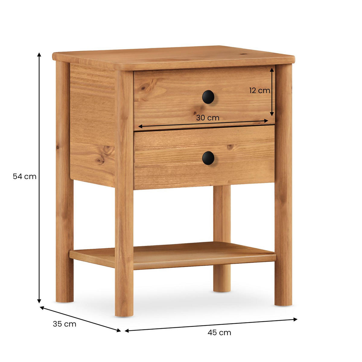 NACHTTISCH APOANA - Eichefarben, Holz (45/53/35cm) - IDIMEX