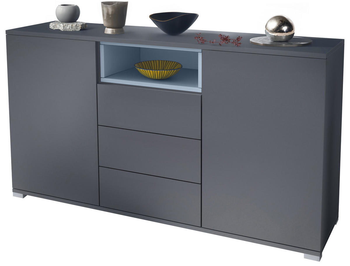 SIDEBOARD Skadu Denim matt - Pastellblau, Holzwerkstoff (138.5/75.5/35cm) - Vladon