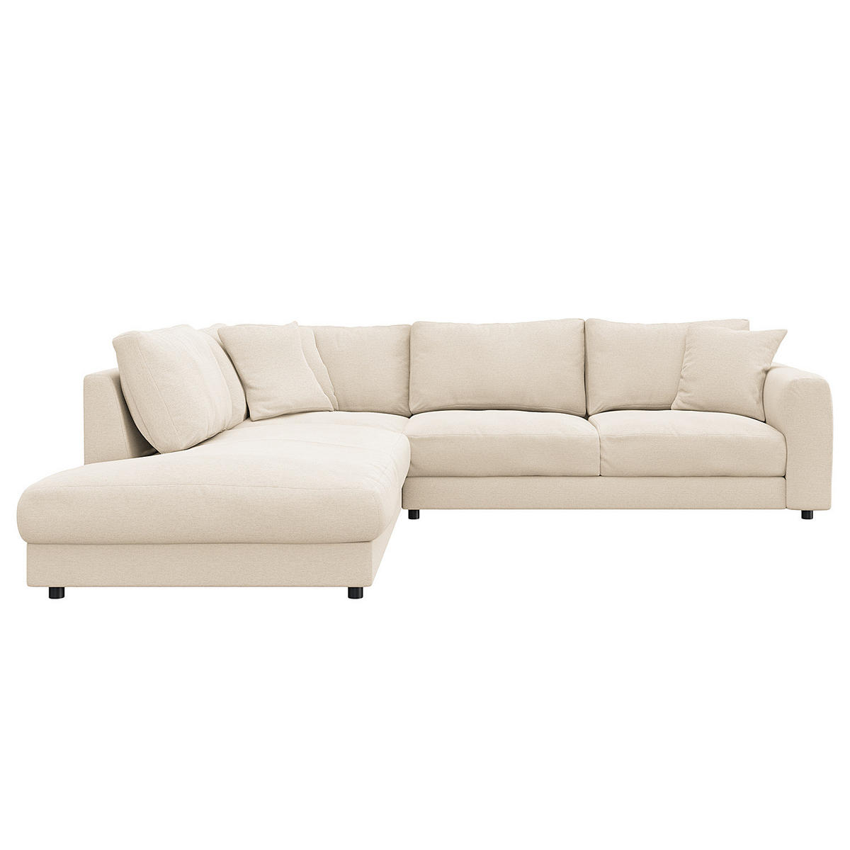 ECKSOFA mit Ottomane - Beige/Schwarz, Holz/Kunststoff (267/254cm) - home24