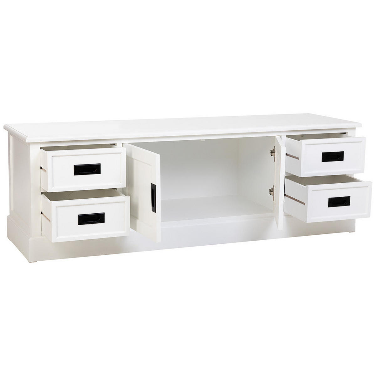 TV-LOWBOARD aus Holz, weiß, 154x45x52cm - Weiß, Holzwerkstoff (154/51.5/45cm) - Wanderlust