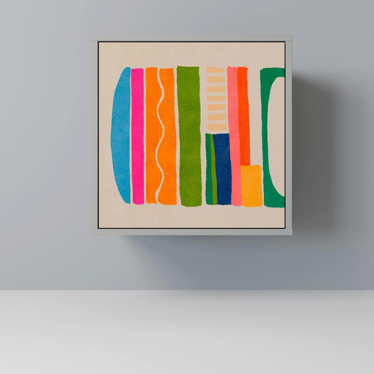SIDEBOARD GEOMETRIC SHINE, Grau, 57,5x42x57,5 cm, Ohne Füße - Multicolor/Grau, Holzwerkstoff (57.5/57.5/42cm) - SpaceRebels