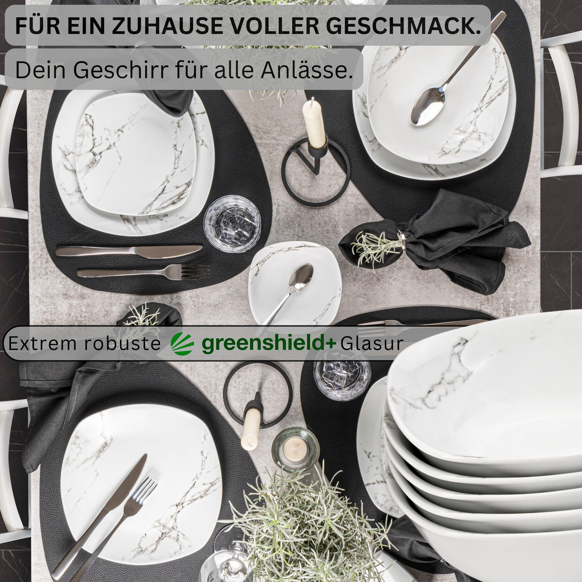 MÜSLISCHALEN BILGOLA MARMOR DESIGN - 6 teilig aus Porzellan - Weiß, Keramik (15cm) - Sänger