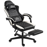 HERNÍ ŽIDLE Ergonomická s bederní opěrkou, podnožka Zelená - černá, plast (64/128/65cm) - HOMCOM