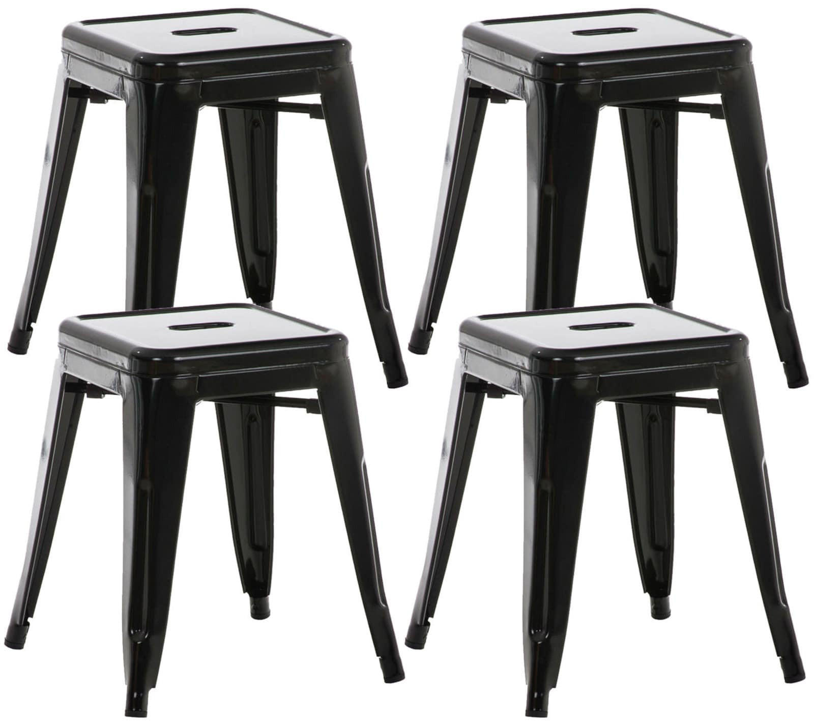 SITZHOCKER 4er Set Arvida schwarz - Schwarz, Metall (40/46/40cm) - TPFLiving