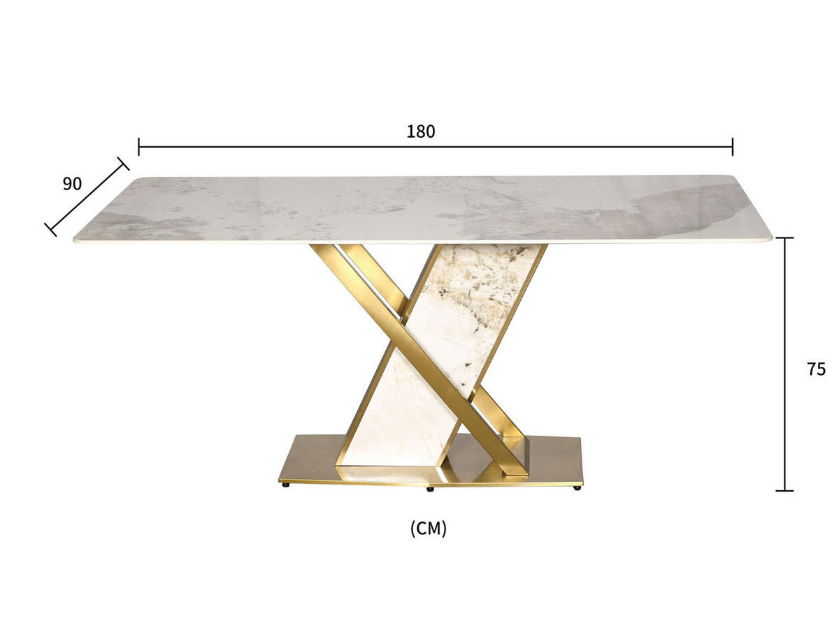 ESSTISCH MODIG Weiß 180x90x75 cm - Weiß, Stein (90/180/75cm) - FURNLUX