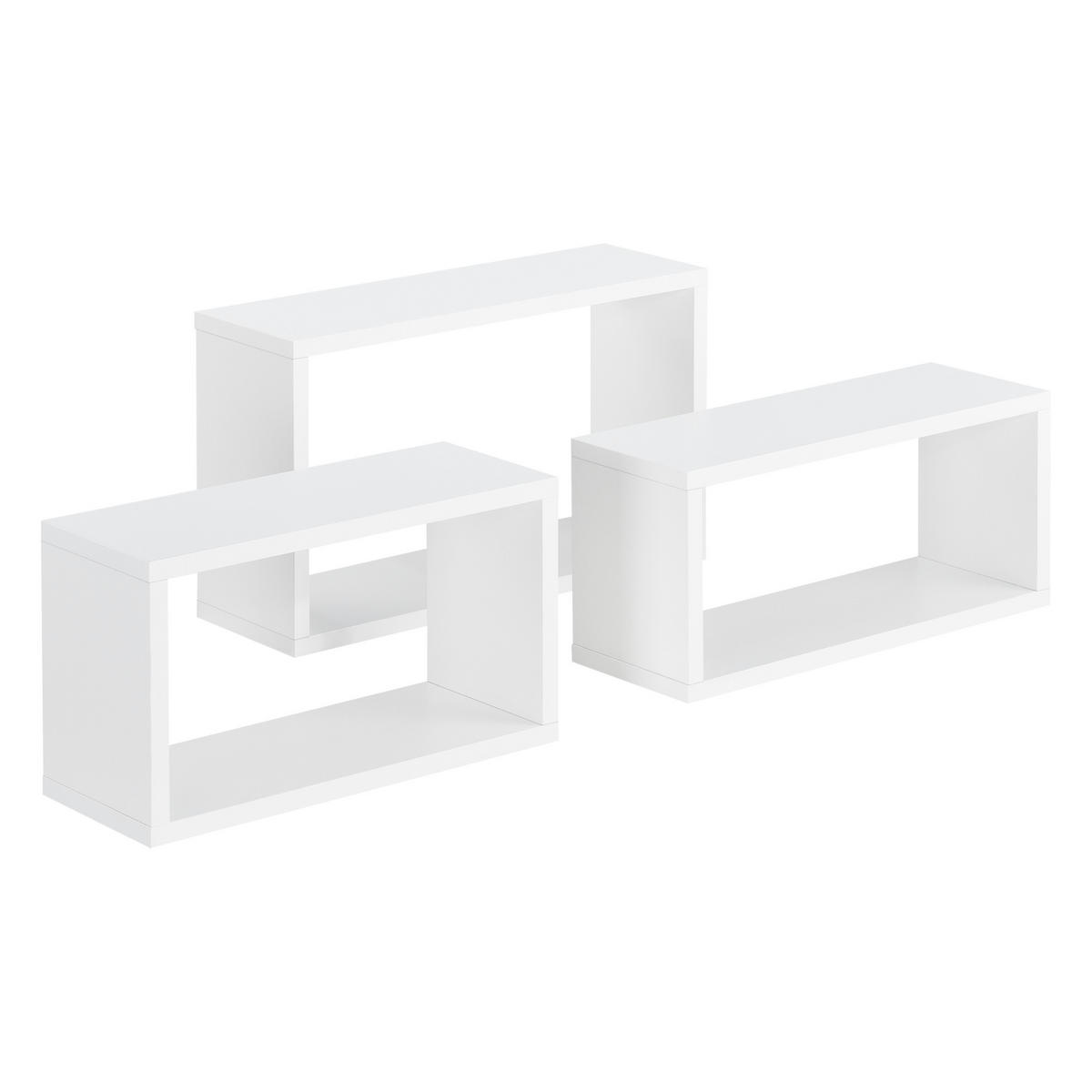 WANDREGAL-SET 3 TLG. Mandal - Weiß, Holzwerkstoff (37/19/14.5cm) - [en.casa]