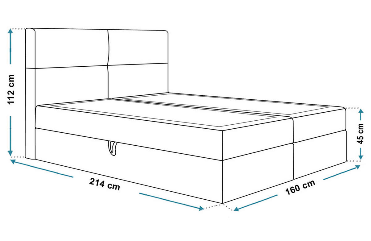 BOXBETT Bonio III 160/200 cm in Hellgrau – mit Bettkasten und Topper - Hellgrau/Schwarz, Holz/Holzwerkstoff (160/200cm) - AX Living