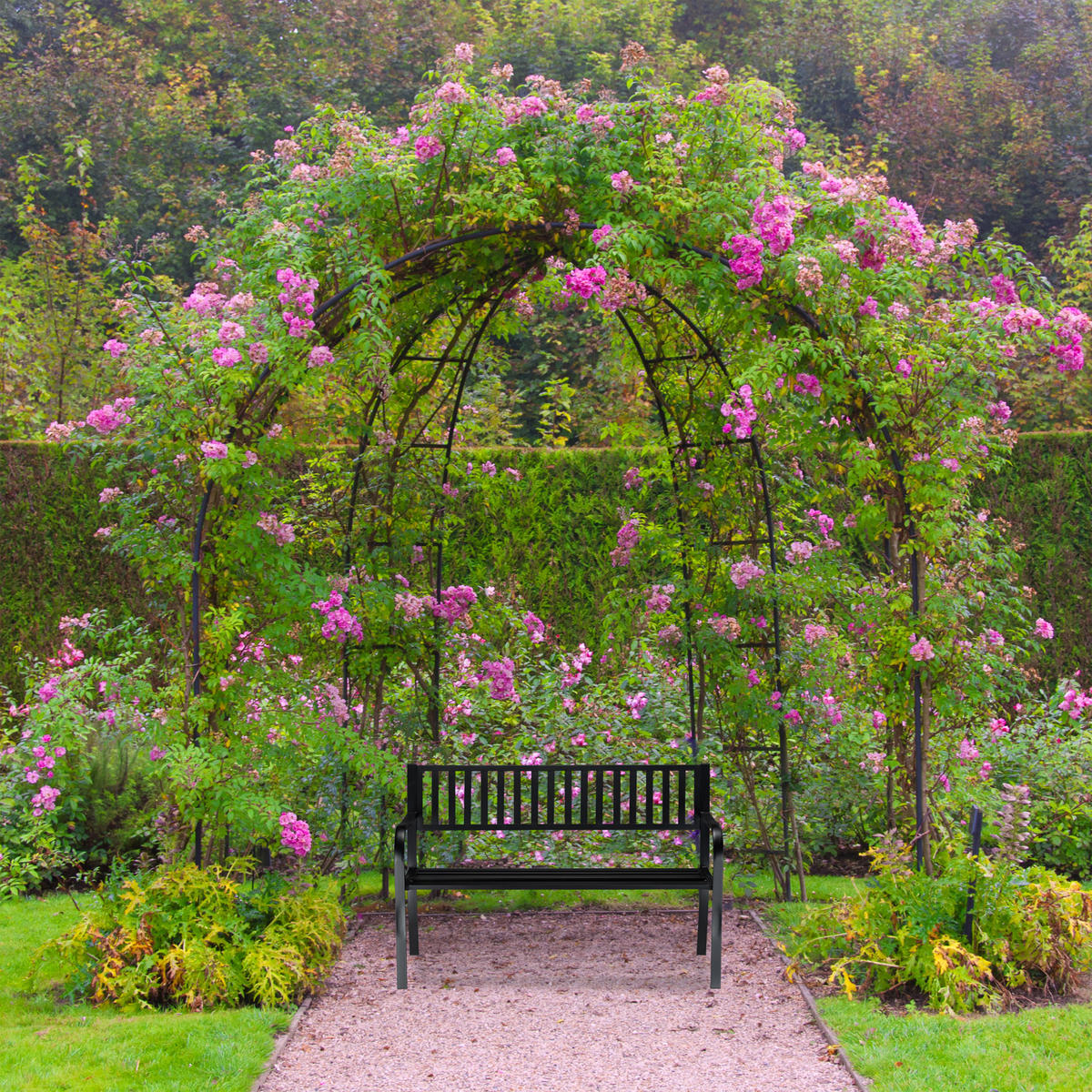 GARTENBANK - Schwarz, Metall (127.5/82/59.5cm) - Relaxdays