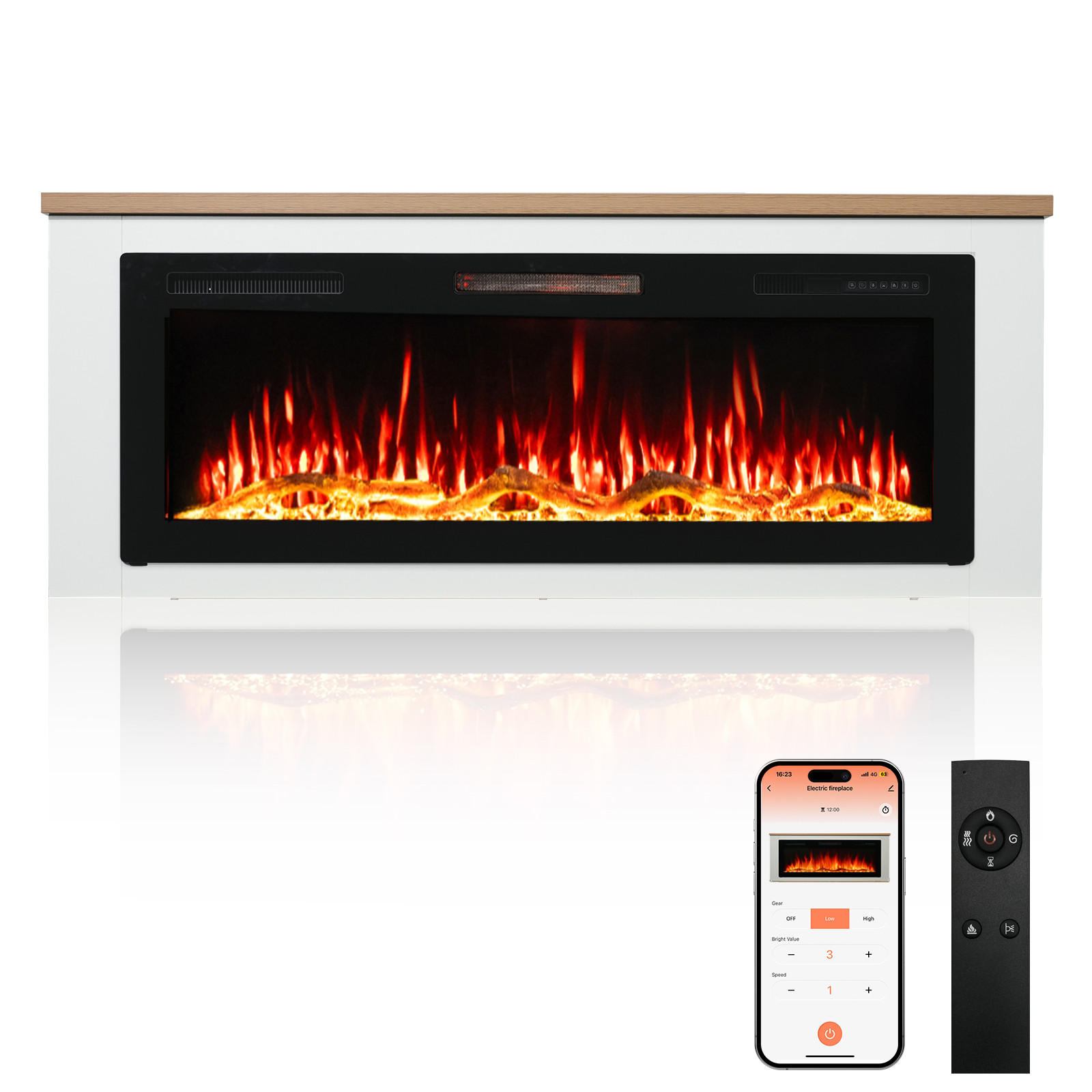 Homavo Elektrokamin Weiß 127x46x11.3 cm