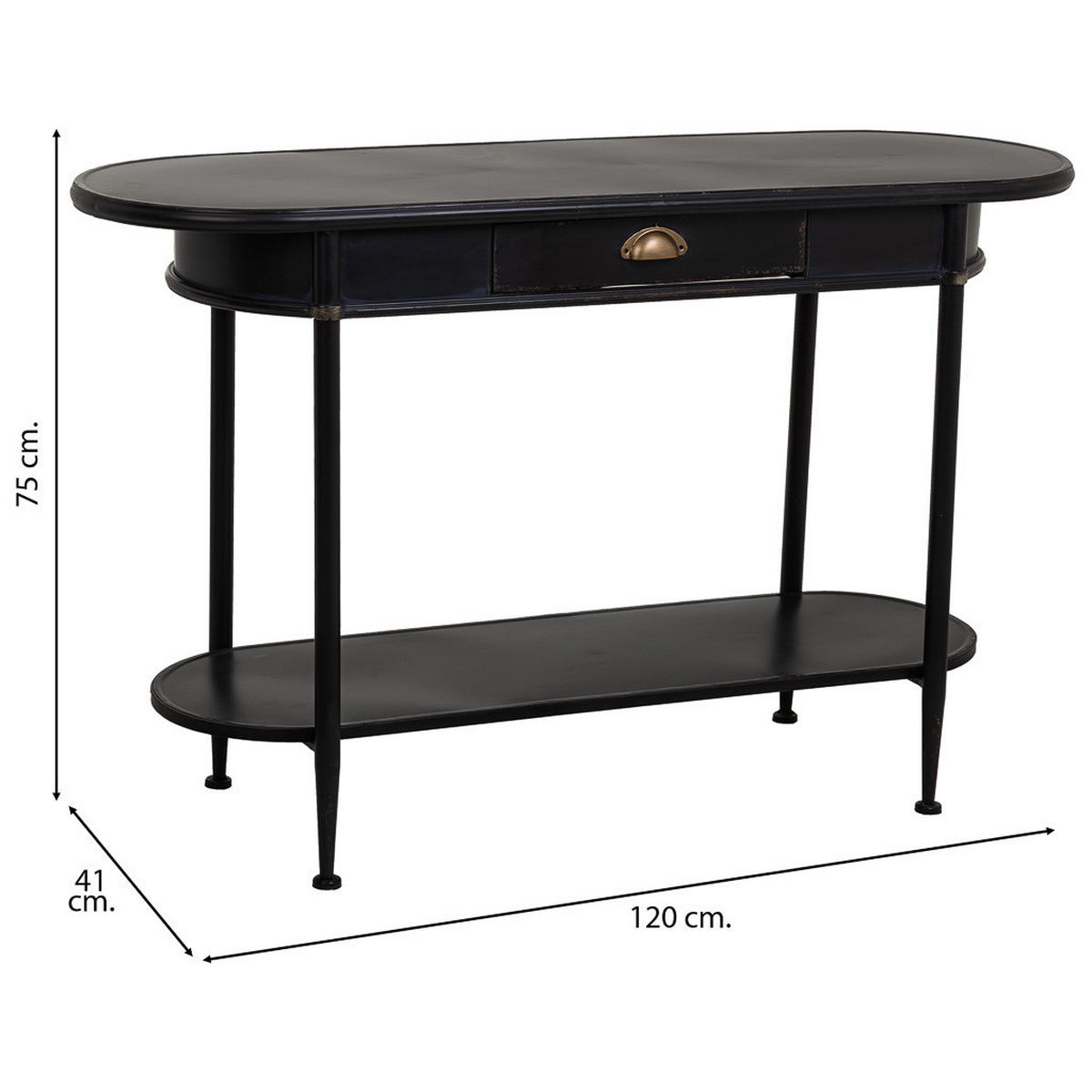 KONSOLE aus Metall 120x41x75 cm - Schwarz, Metall (41/120/75cm) - Wanderlust