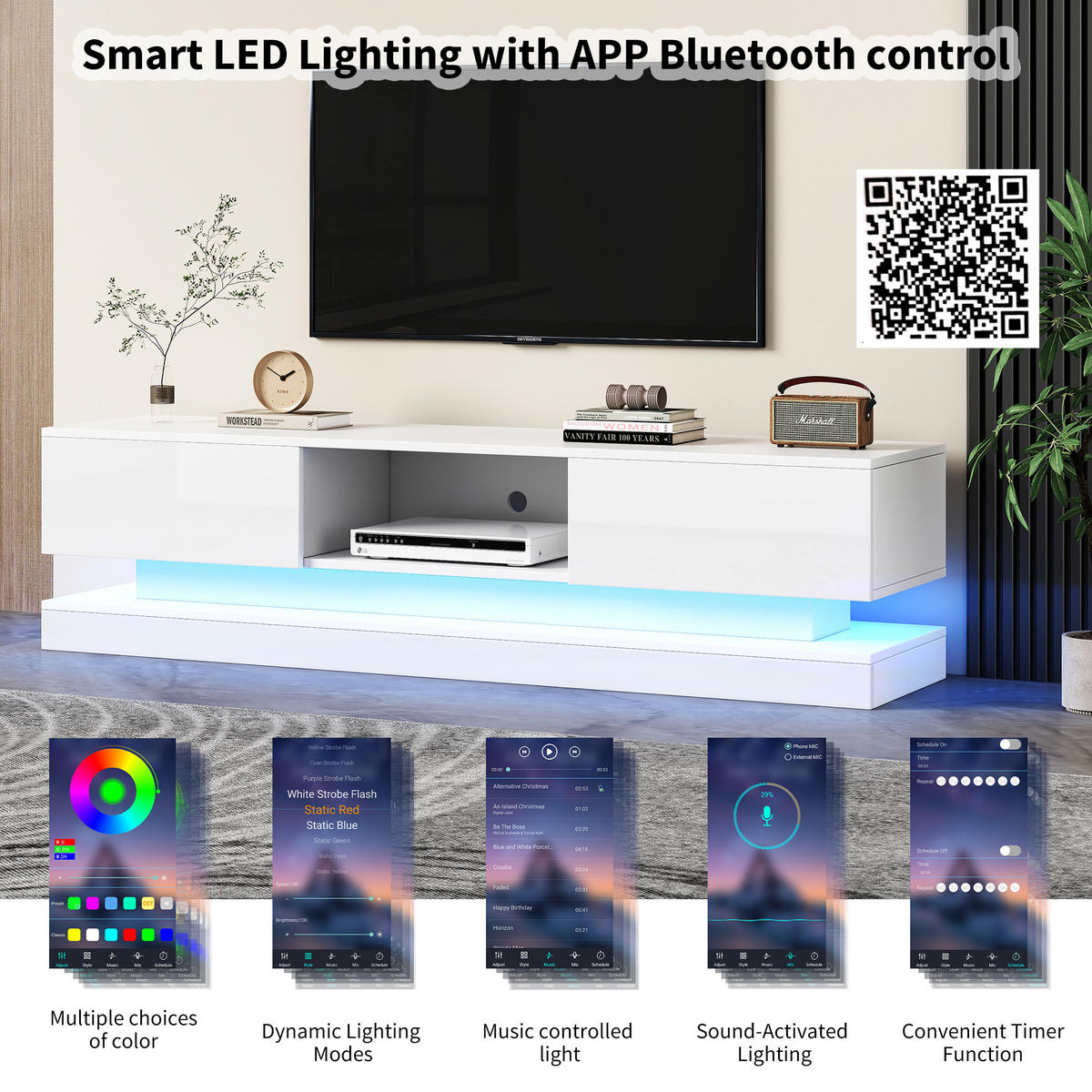 TV-LOWBOARD Led Weiß 160/35/40.5 cm - Weiß, Holz (160/40.5/35cm) - PANGIVO