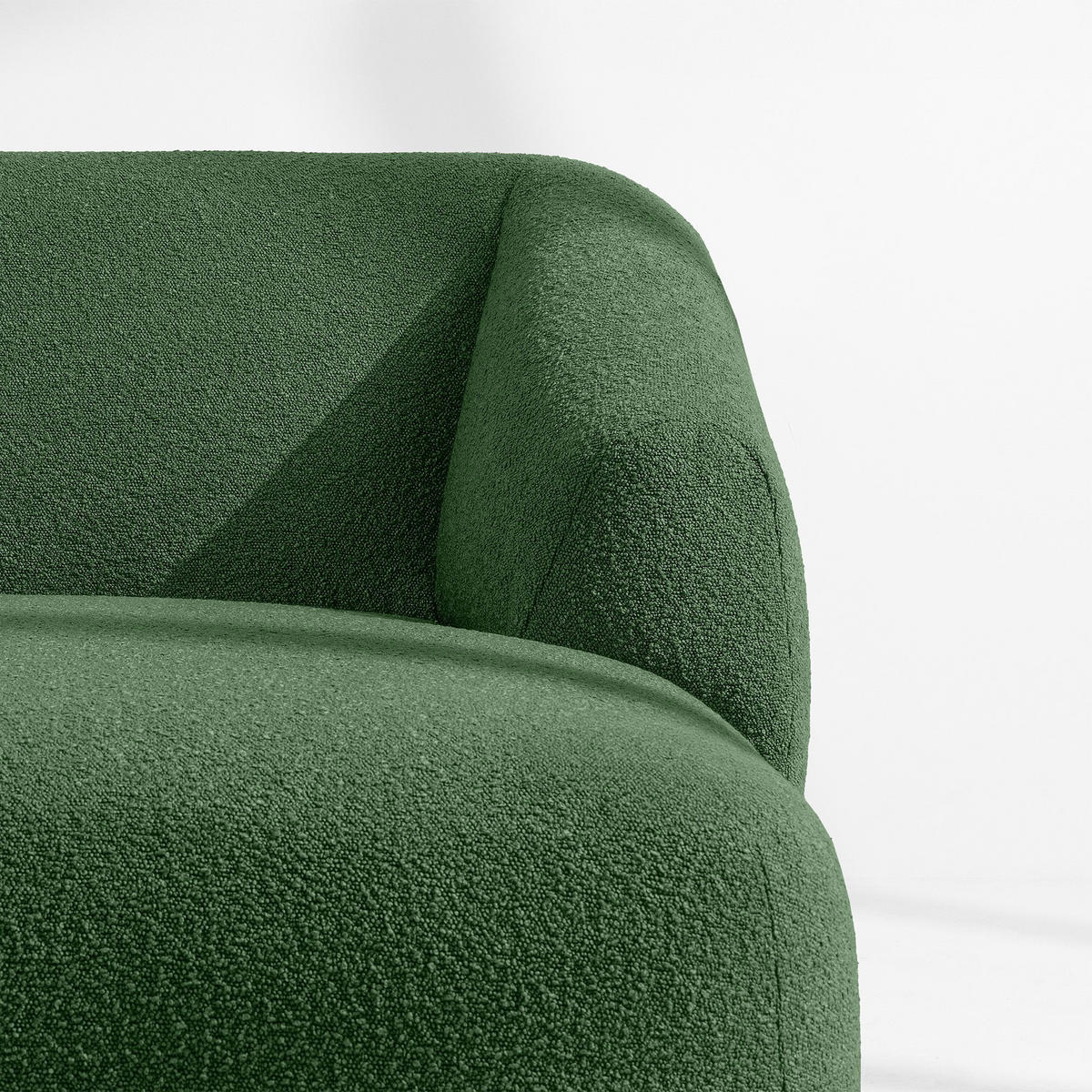 ECKSOFA RECHTS VIRA, Grün, Bouclé - Schwarz/Grün, Holz/Holzwerkstoff (300/160cm) - KONSIMO®