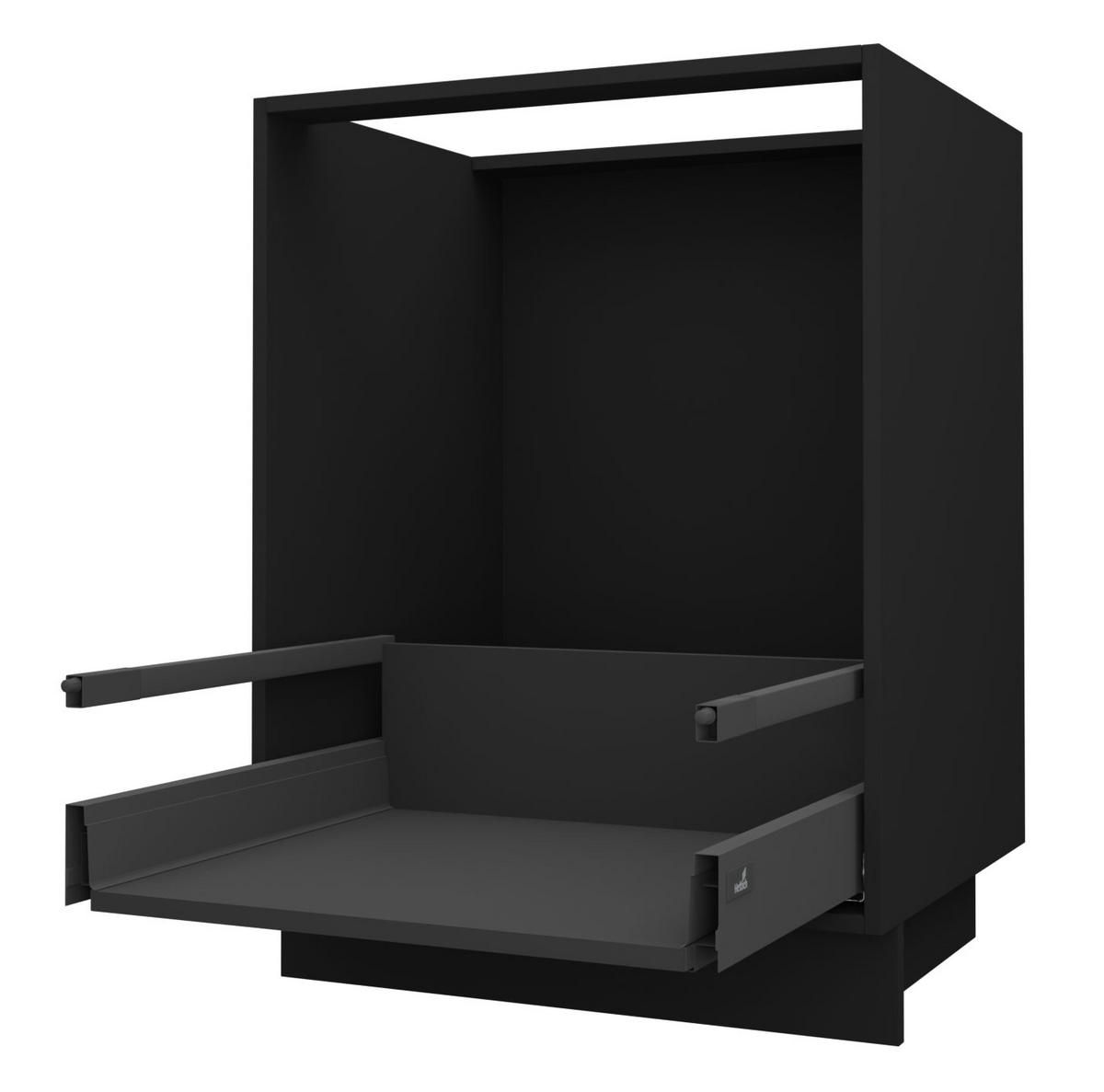 SPÜLENUNTERSCHRANK Bari D1Z/60 Schwarz / RAL 7040 fenstergrau 60 / 50 / 82cm HETTICH Vollauszug - Schwarz/Grau, Holz/Holzwerkstoff (60/82/50cm) - Feldmann-Wohnen