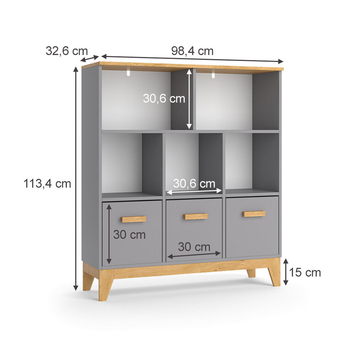 SPIELZEUGSCHRANK Malia Grau 98.4 x 113.4 cm - Grau, Holzwerkstoff (98.4/113.4/32.6cm) - VitaliSpa