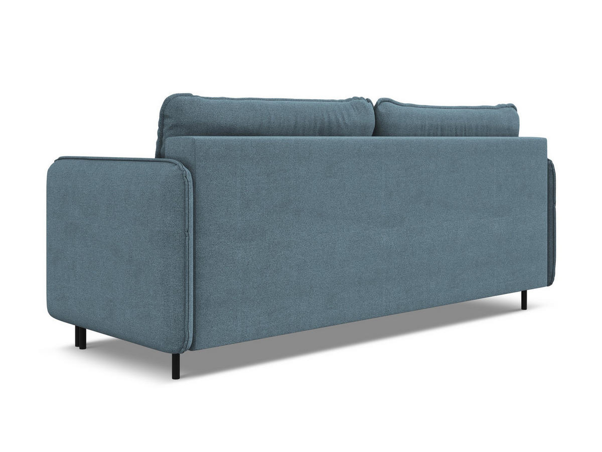 3-SITZER SOFA mit Schlaffunktion Strukturstoff Stoff Blau - Blau/Schwarz, Holz/Textil (226/90/92cm) - Makamii