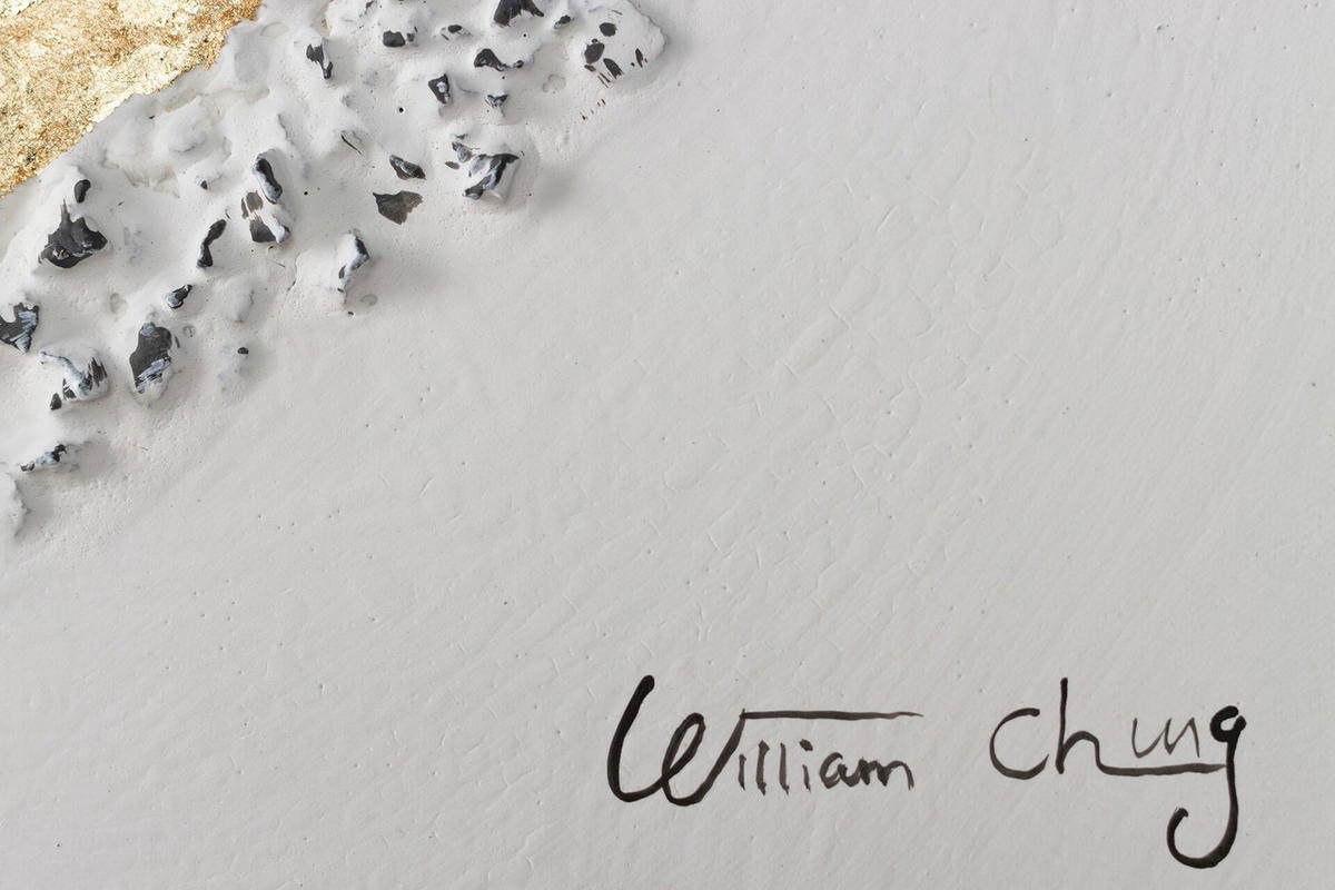 ACRYLBILD HANDGEMALT 60/60 cm - Goldfarben/Weiß, Holz/Textil (1/60cm) - KUNSTLOFT