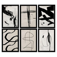 POSTER Set Mit 6 Illustrationen Von Franz Kline Abstrakter A3 Schwarzer Rahmen - Schwarz, Papier (29/3cm) - Nacnic