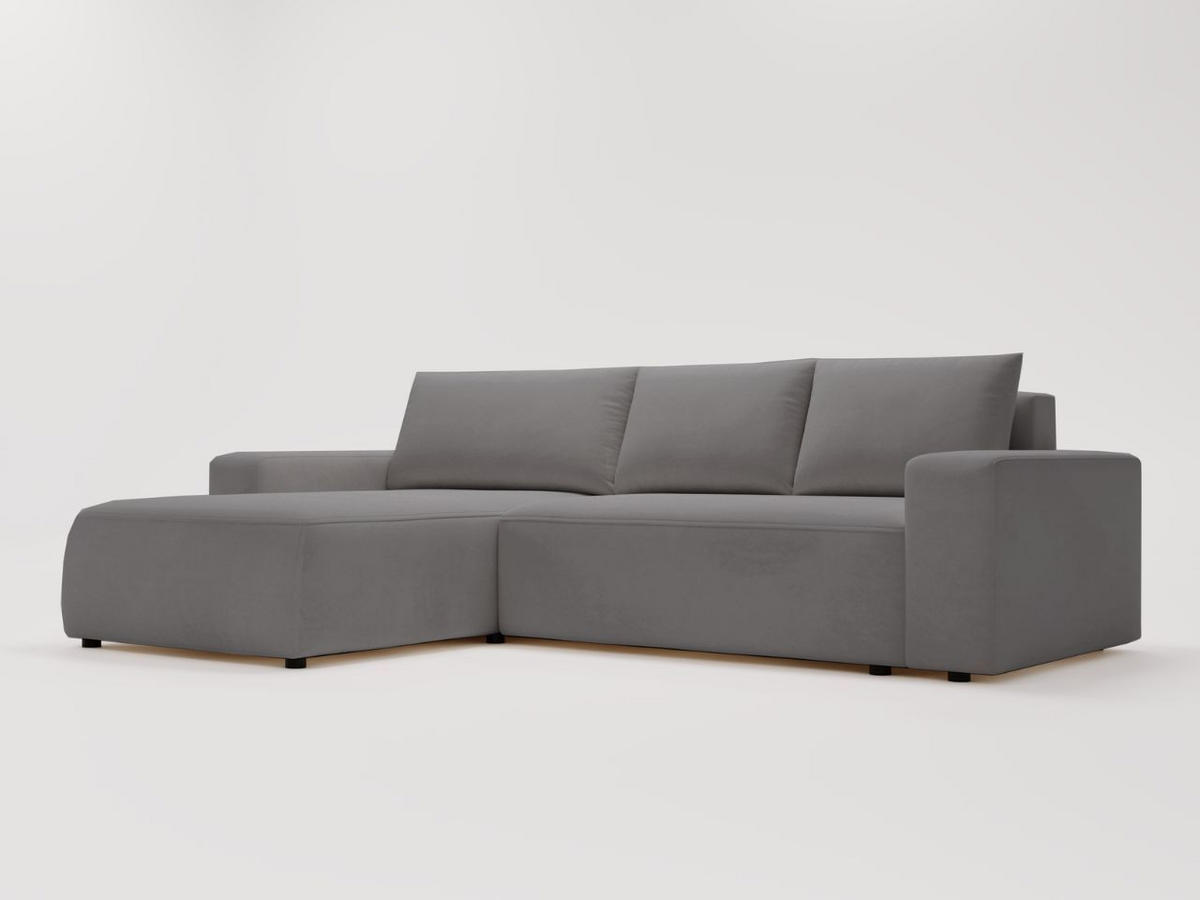 ECKSOFA Tazones Dunkelgrau Links - Dunkelgrau, Holz/Kunststoff (250/165cm) - Graingold