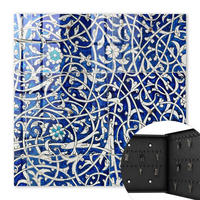 SCHLÜSSELBOX Schwarz 30x30 cm- Türöffnung nach rechts - Blaue Arabeske - Blau, Metall (30/30/5cm) - TULUP