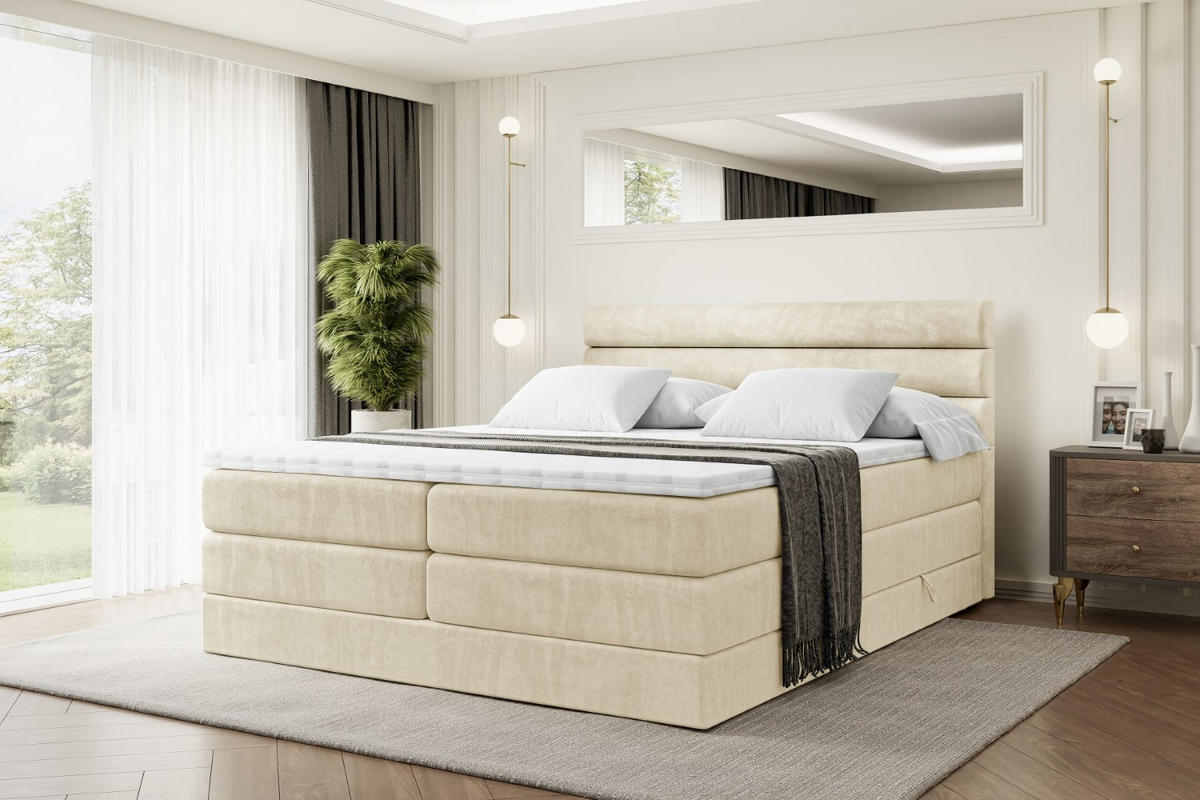 BOXSPRINGBETT CELESTIA KING - 180x200 - H3/H4 - Beige - Beige, Holzwerkstoff (180/200cm) - ALTDECOR