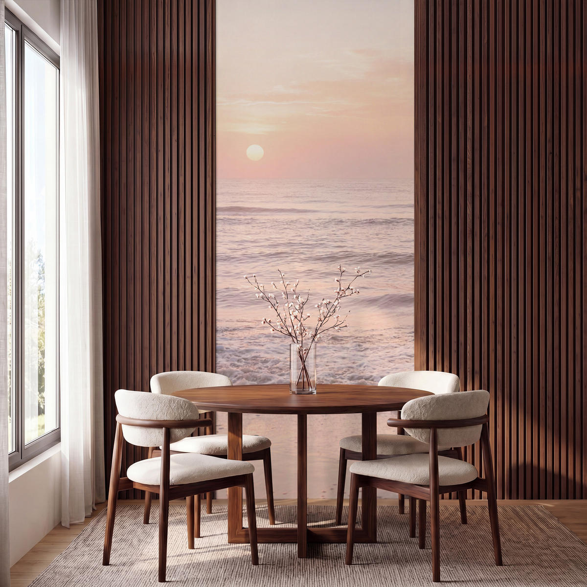 TAPETE - Sonne - Strand - Rosa - 120x280 cm - Hellrosa, Papier (120/280cm) - OnlyWow
