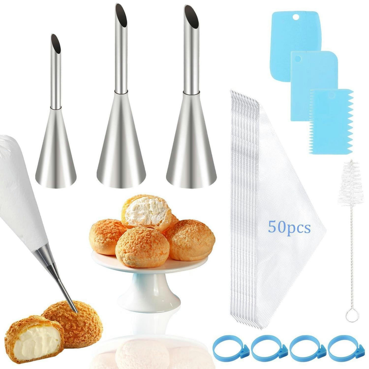 SPRITZTÜLLEN Set mit 50 Spritzbeuteln - Weiß, Metall (2.5/9.5/9.5cm)