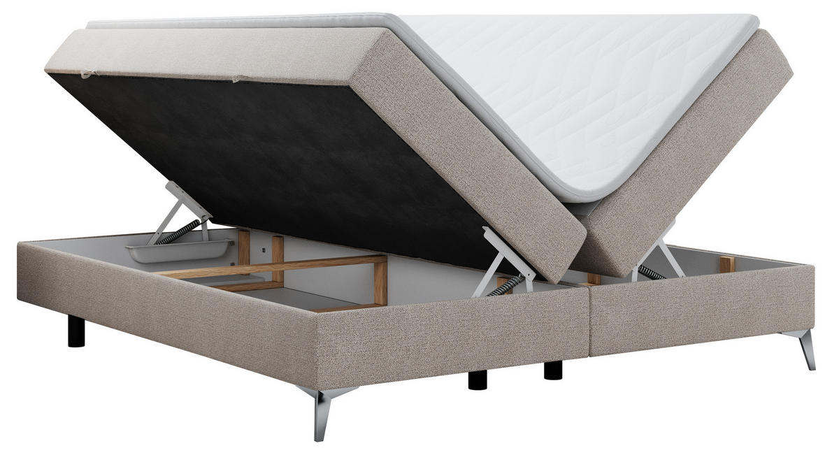 BOXBETT LESS 200/200 Beige Struktur - H3 - Beige, Holz/Textil (200/200cm) - MKS