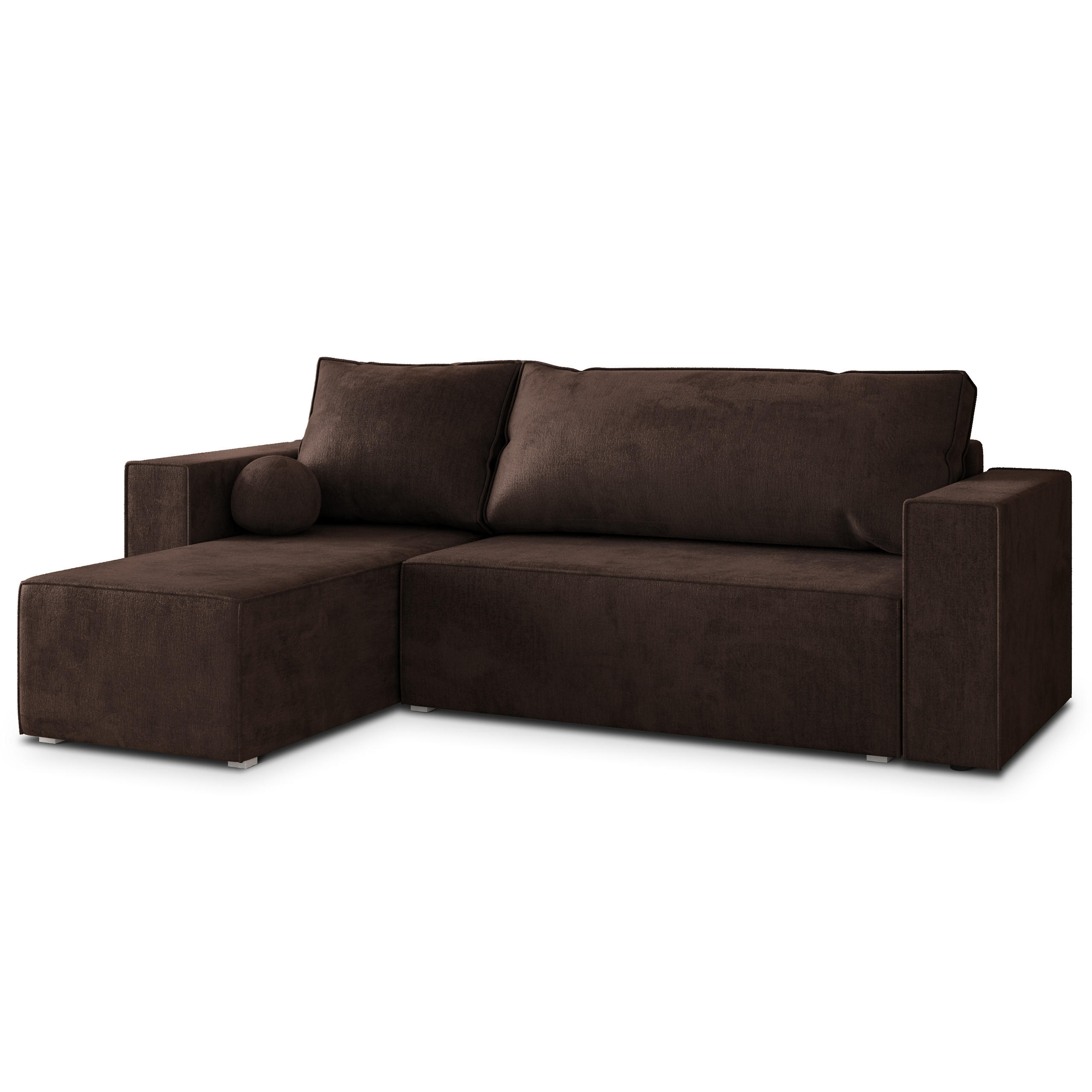 ROHOVÁ SEDAČKA RAVELO hnědá - šedá/hnědá, dřevo/textil (240/140cm) - MASSENO