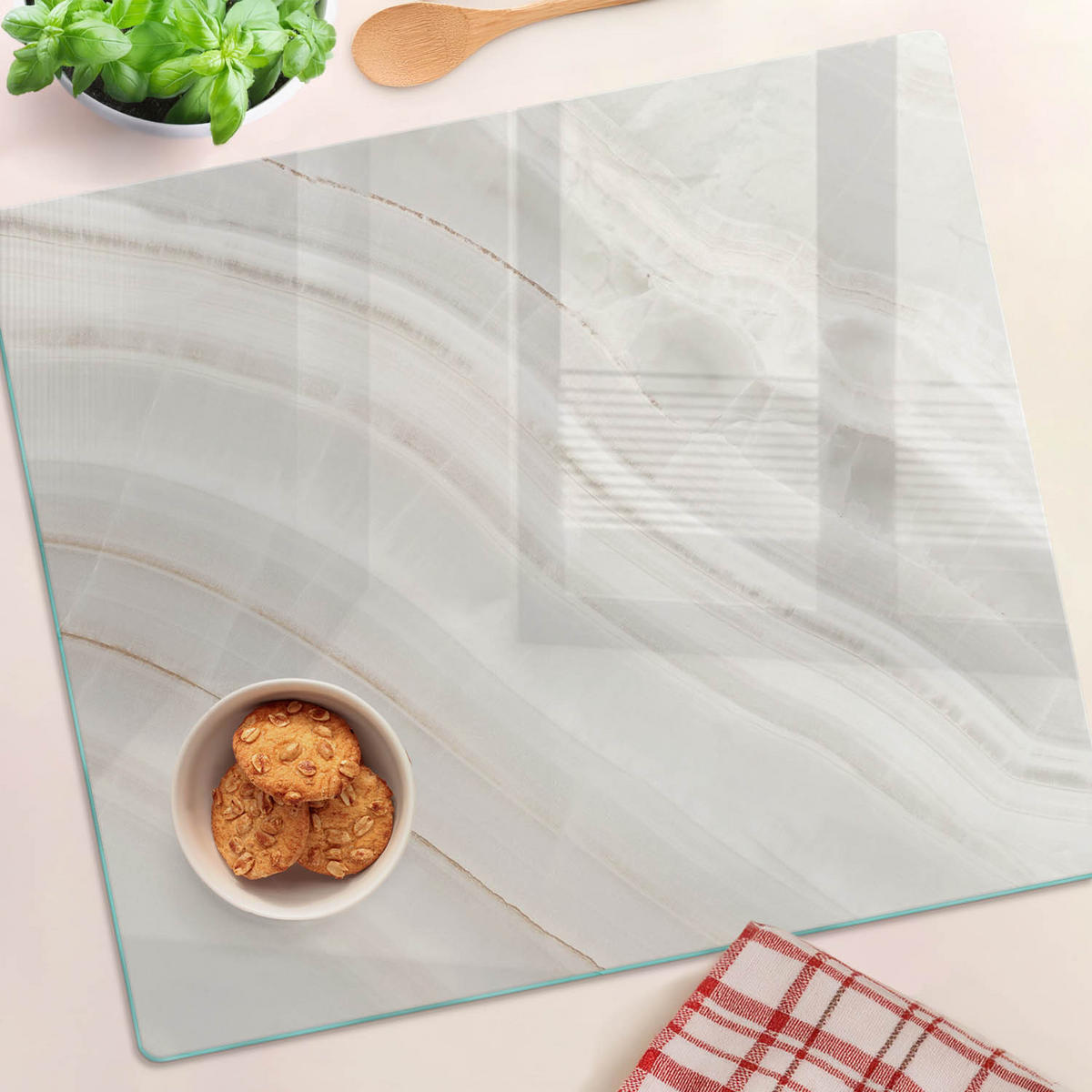GLASPLATTE 60x52 cm Marmorstruktur - Gelb, Glas (60/0.4/52cm) - TULUP