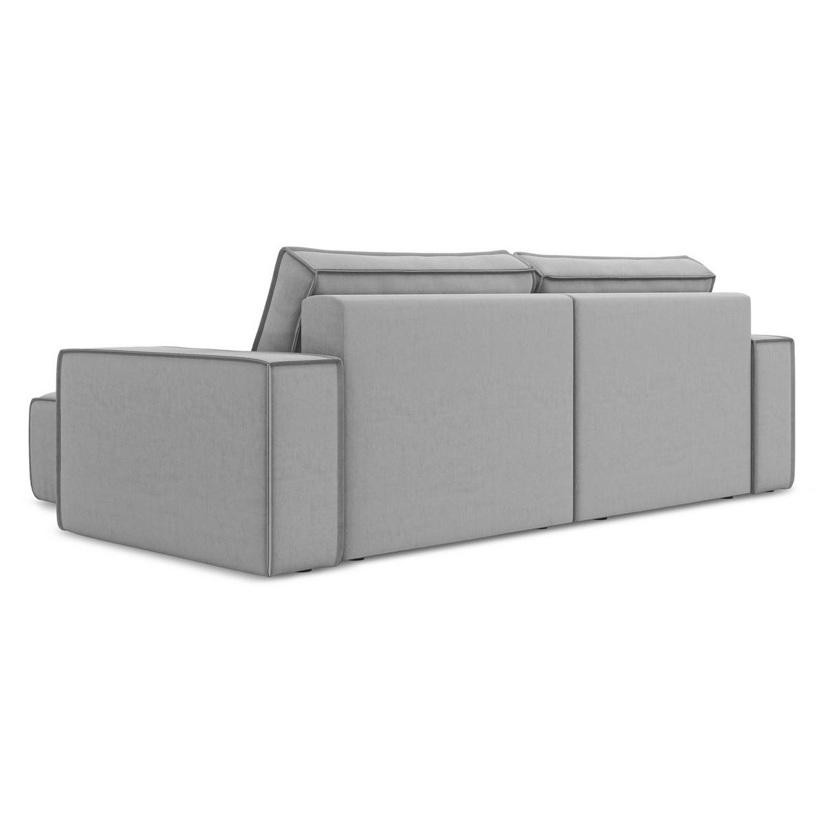 ECKSOFA mit Schlaffunktion Samt Stoff Grau - Schwarz/Grau, Kunststoff/Textil (257/148cm) - LaMiaSofa