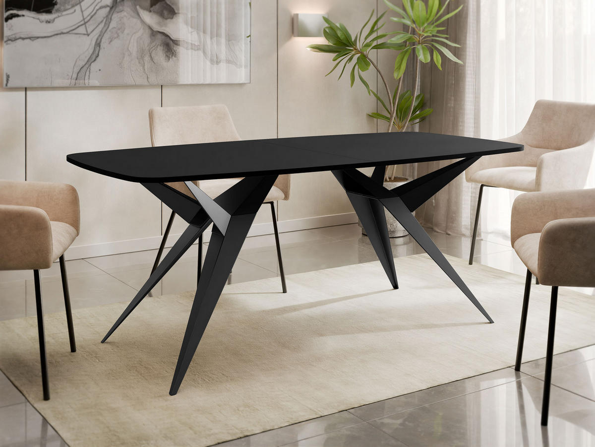 ESSTISCH ausziehbar Axis - Schwarz, Holzwerkstoff/Metall (90/160/76cm) - MIRJAN24