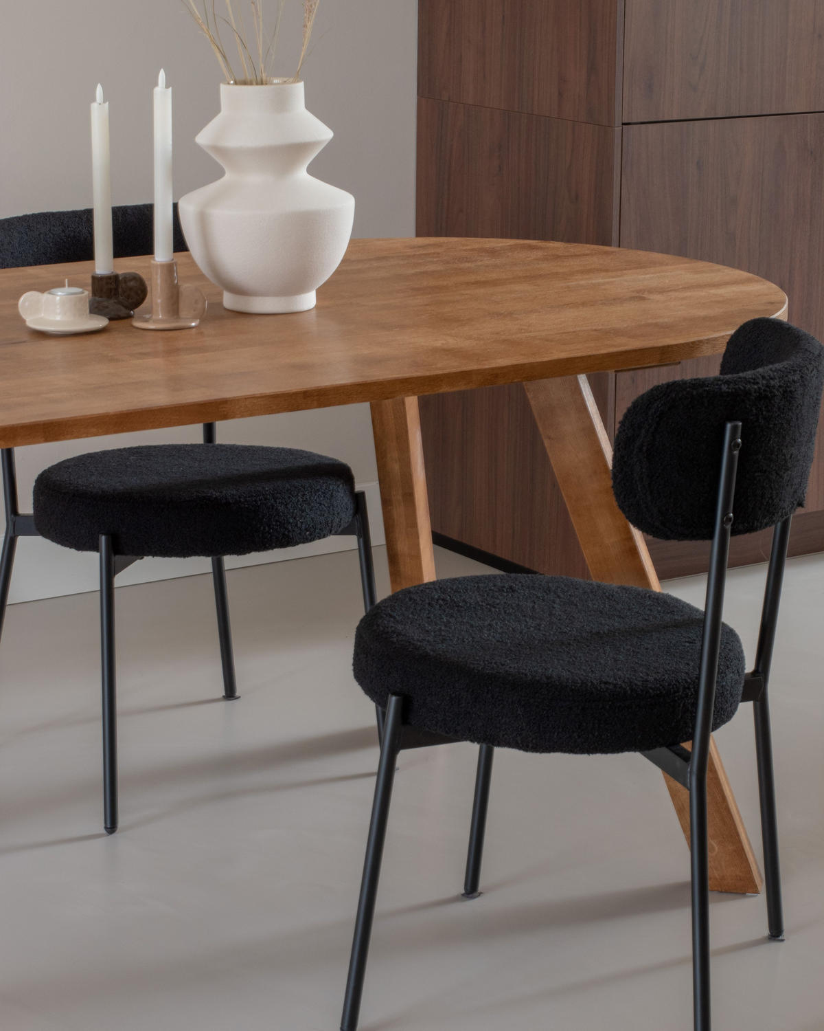 JÍDELNÍ ŽIDLE sada 2 ks Bouclé Černá Allison - černá, textil (47/77/52cm) - Beliani