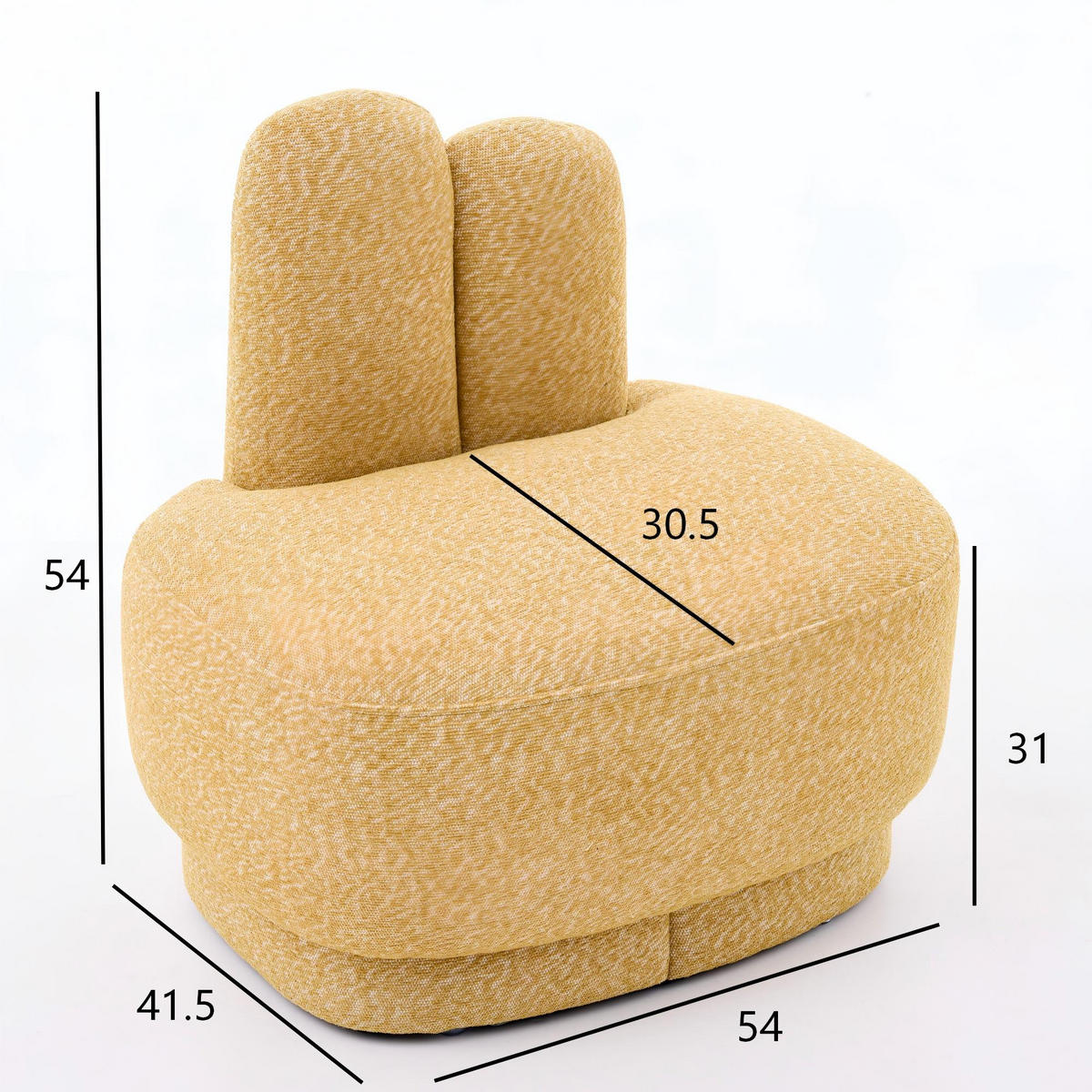 OTTOMAN Bunny-ear tyg stoppad med kaninöron - Gul, Textil (54/54/41.5cm) - Urban Meuble