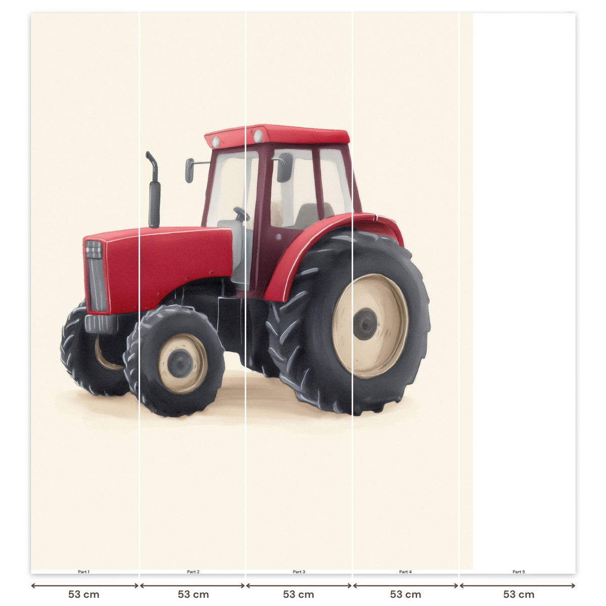 KINDERTAPETE - Traktor - Minimalistisch - Illustration - Rot - 220x260 cm - Rot, Papier (220/260cm) - OnlyWow