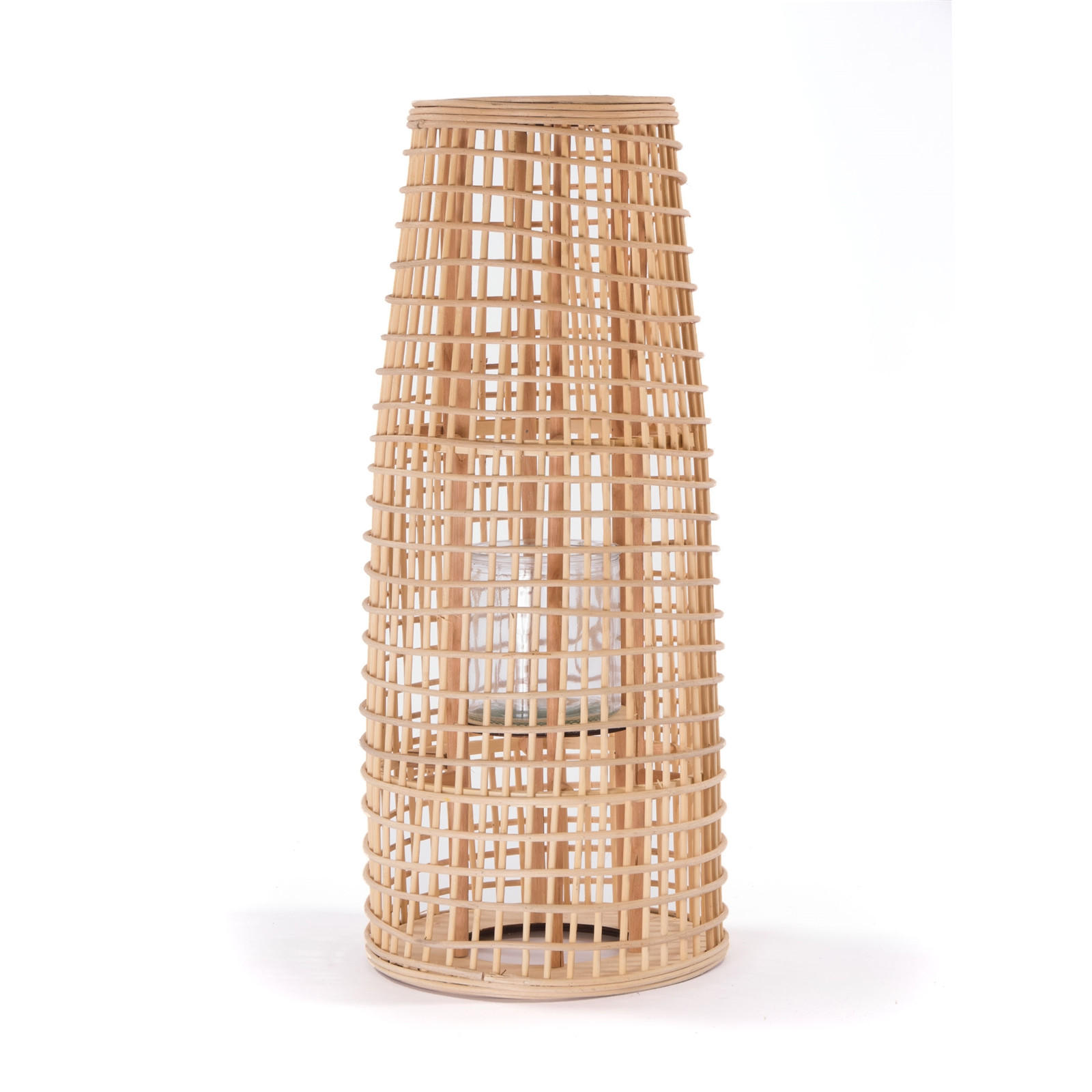 LATERNE Iva 60 Bambus, mit Windlicht-Glaseinsatz naturfarben - Naturfarben, Holz (26/60/26cm) - CREEDWOOD