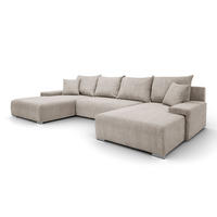 WOHNLANDSCHAFT Lauren in U-Form 348 x 188 cm, 5 Sitzer, Bettzeugablage, Big Sofa, Eckcouch, Cord, beige - Beige, Kunststoff (348/93/188cm) - Margaret Hadas24