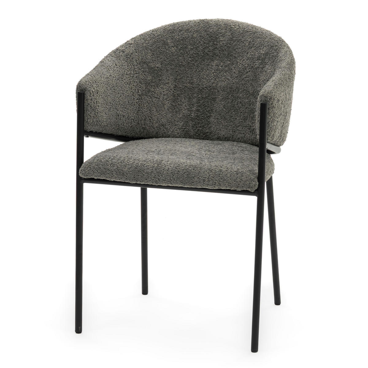 STUHL BUENO gespolsterter - grau - Glamour Boucle Chenille - Schwarz/Grau, Textil/Metall (55/83/56cm) - NEW HOME
