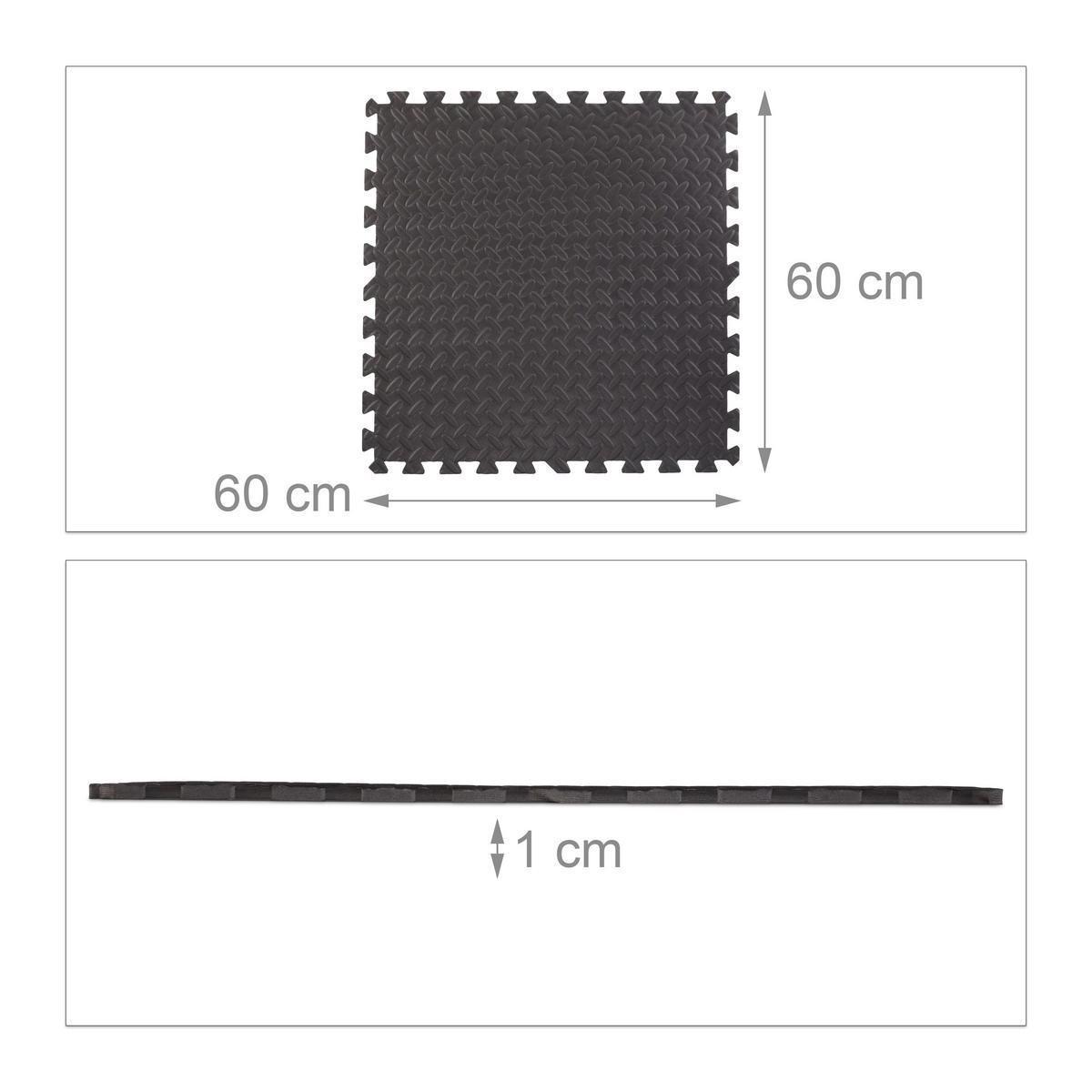 BODENSCHUTZMATTE - Schwarz, Kunststoff (60/60cm) - Relaxdays